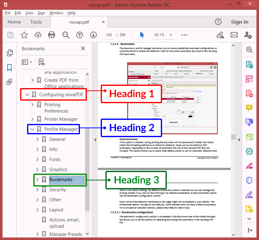 how to create a bookmark in pdf document