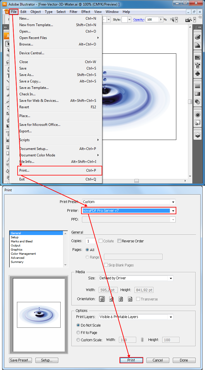 Saving To Pdf From Adobe Illustrator Novapdf