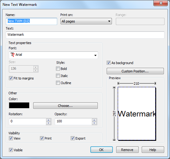 configure new text watermark configure new text watermark
