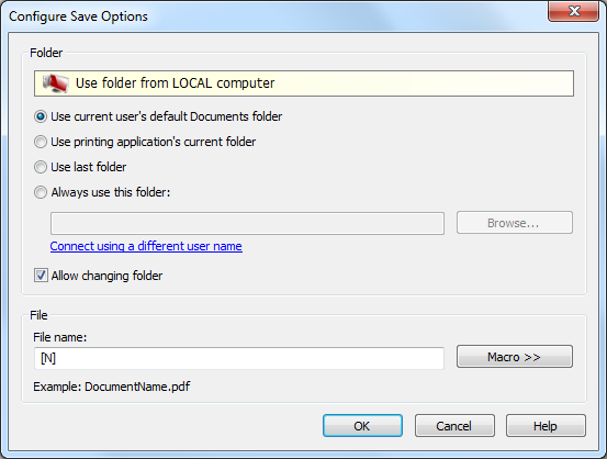 configure save options configure save options