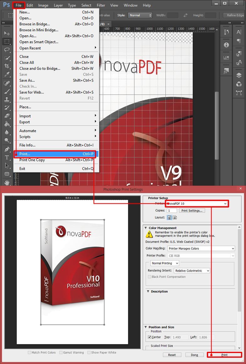 Convert PSD files created with Adobe Photoshop to PDF - novaPDF