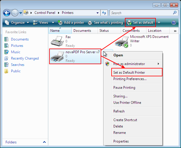 how to change default printer using jaws and windows 7