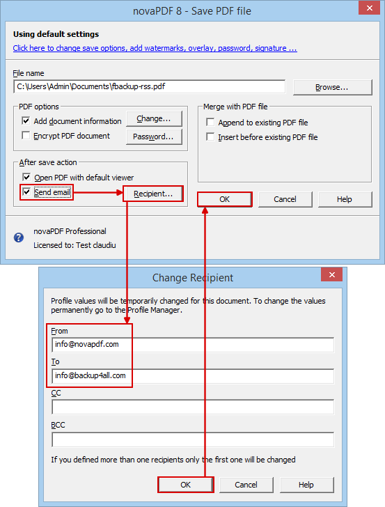 Create and Send PDF via E-mail - novaPDF