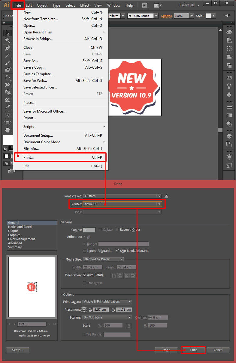 Saving To Pdf From Adobe Illustrator Novapdf