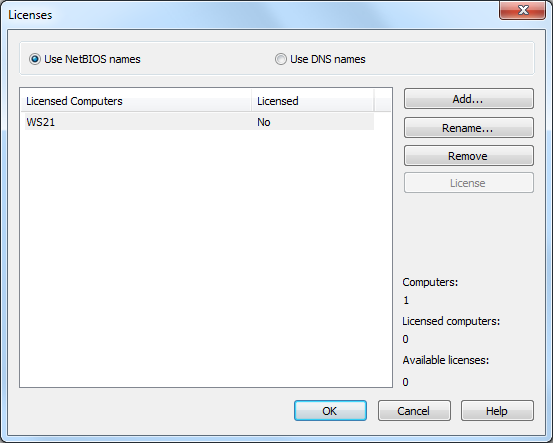 licenses window licenses window