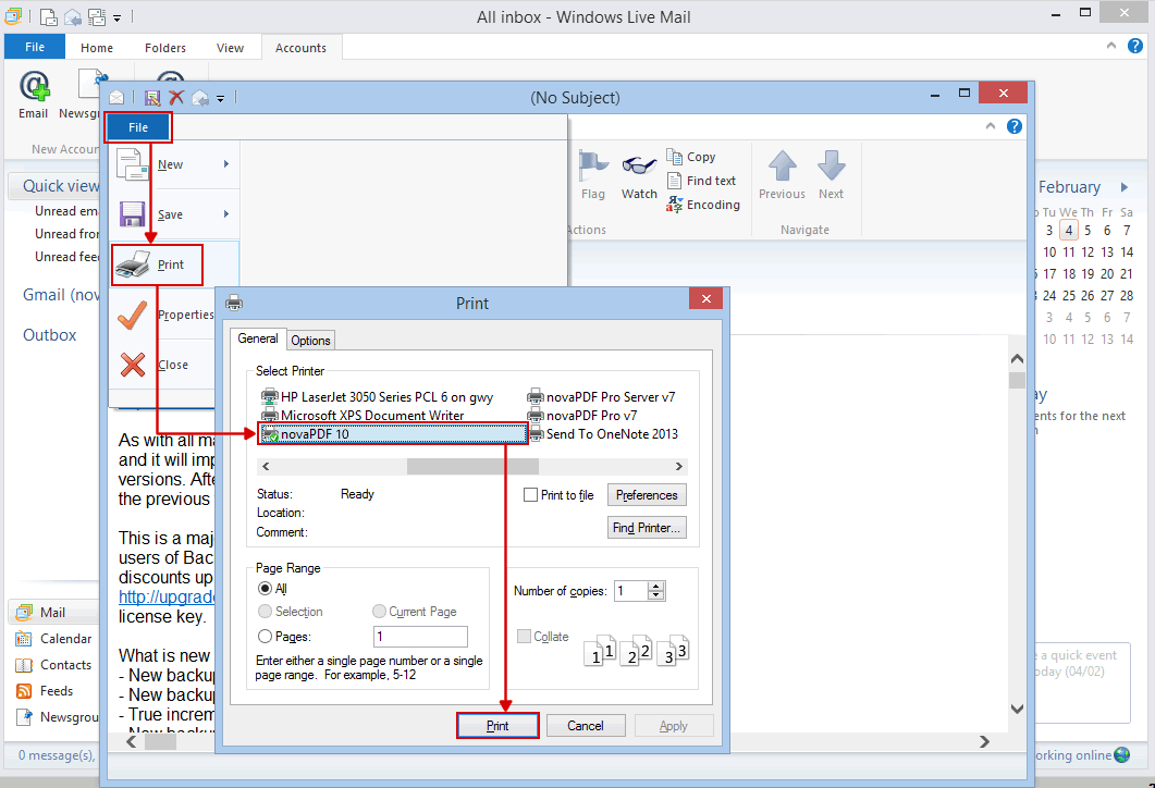 turn outlook email into pdf