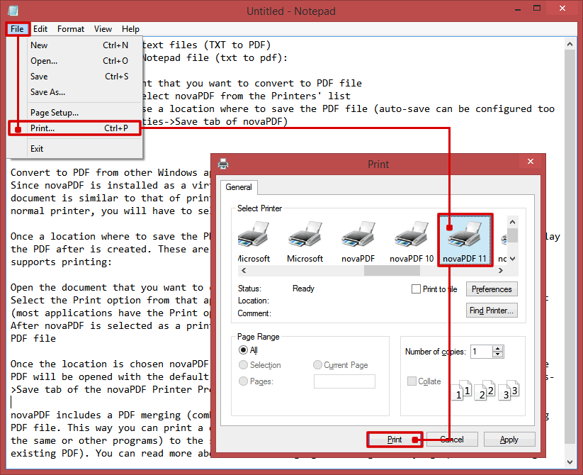 save notepad as pdf