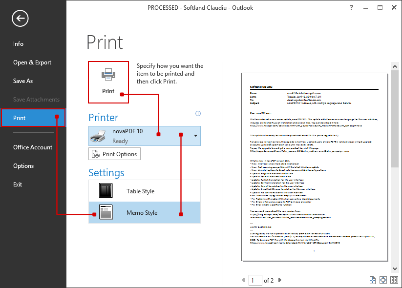 Convert Outlook emails to PDF