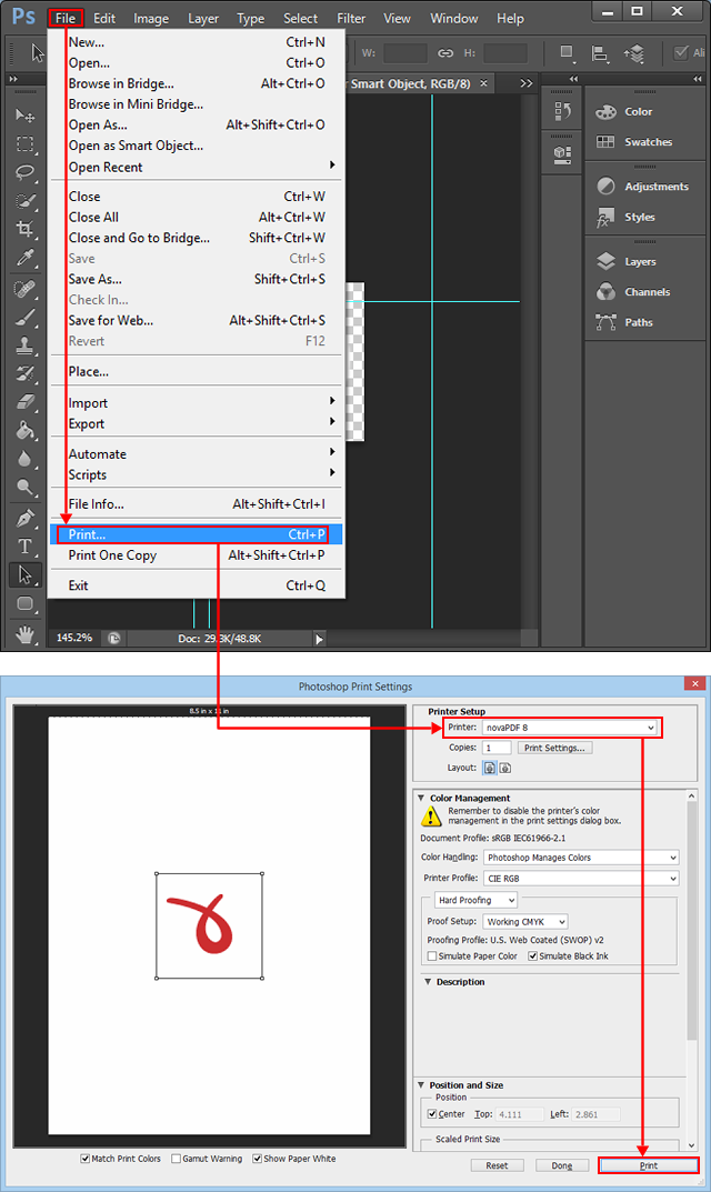 Convert PSD files created with Adobe Photoshop to PDF - novaPDF