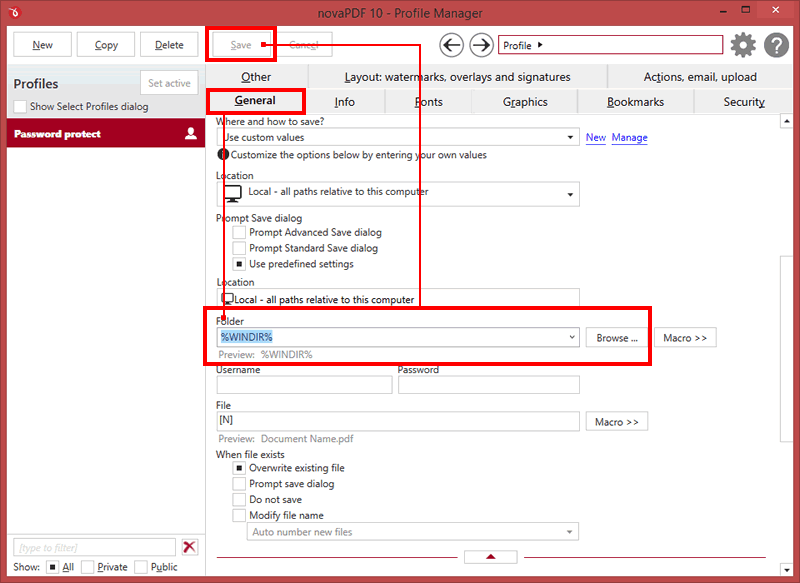 Use predefined environment variables in Save dialog Use predefined environment variables in Save dialog