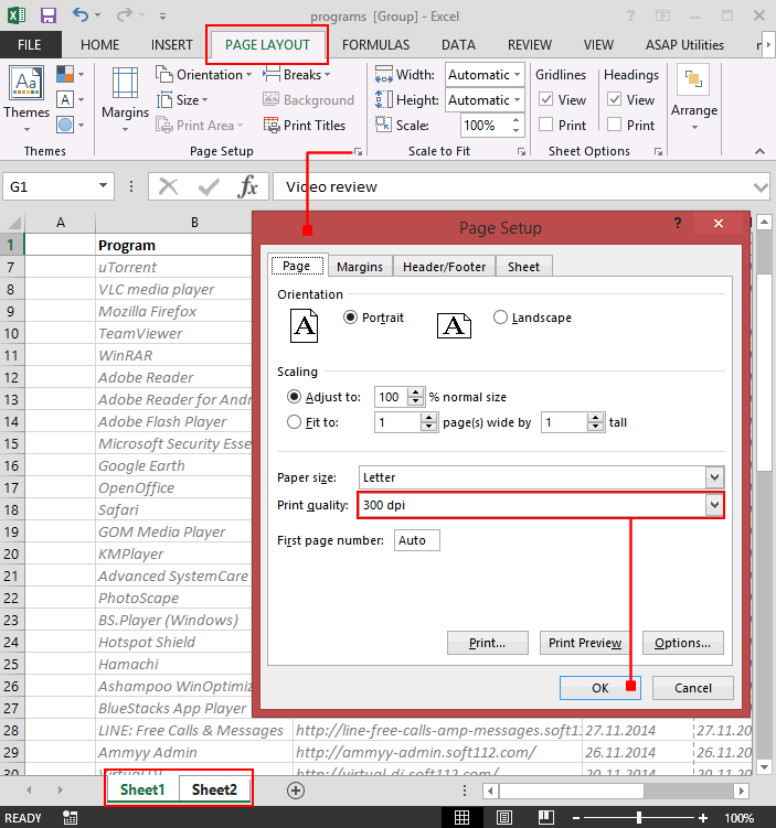 excel print selection to fit page