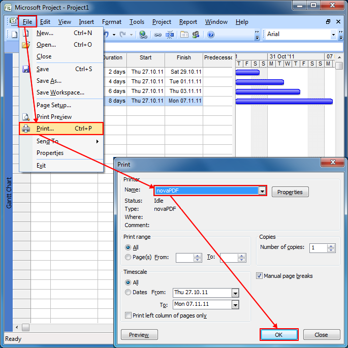 Print Gantt Chart Ms Project 2013